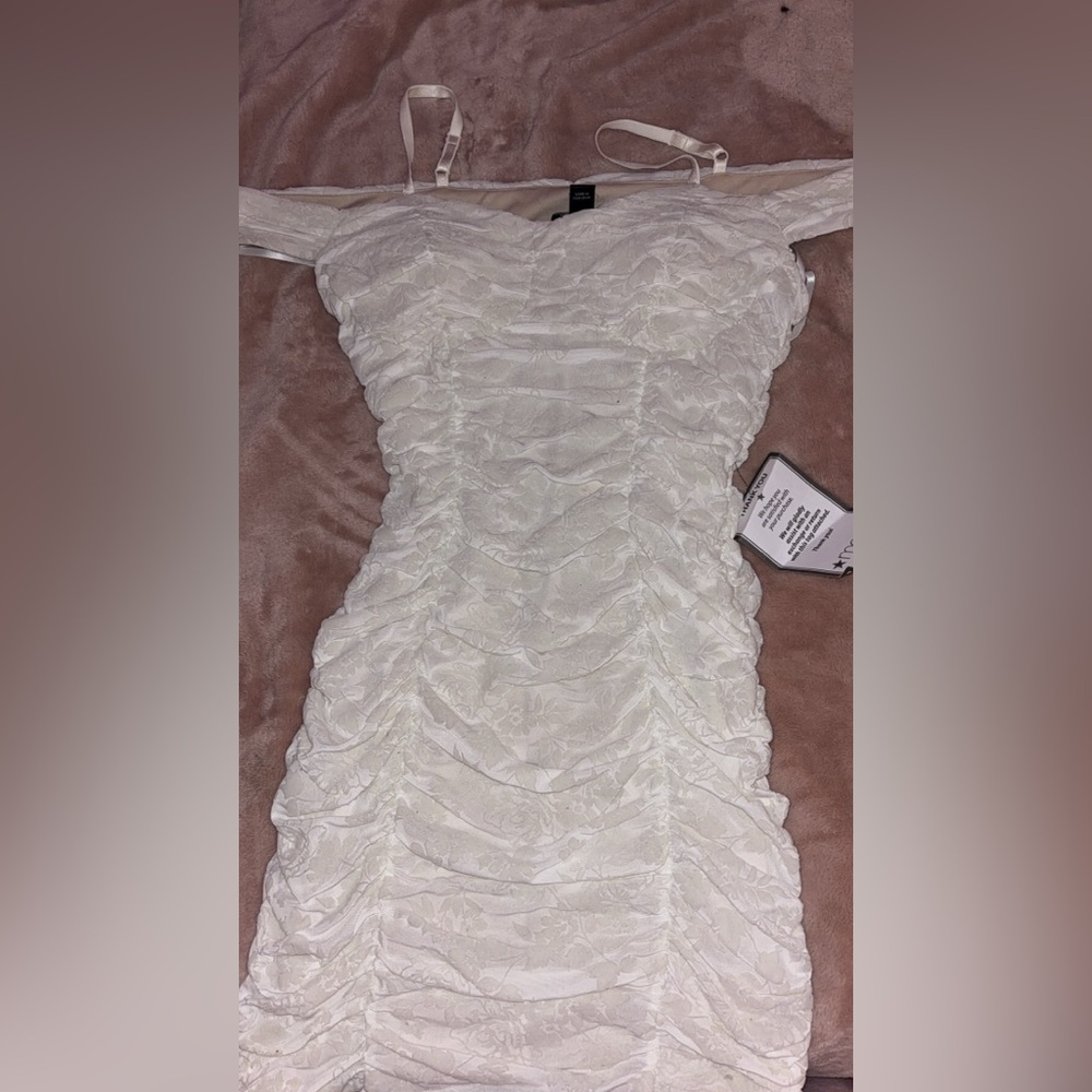 Elegant White Ruched Dress